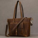 Handcrafted Crazy Horse Leather Tote – Luxury Full-Grain Leather Bag for Women