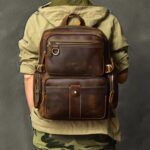 Full-Grain Crazy Horse Leather Backpack – Vintage Style, Built to Last