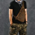 Vintage Unisex Chest Pack Crazy Horse Leather Sling Bag