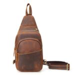 Premium Oil Pull-Up Leather Sling Bag – Vintage Crossbody for Men & Women