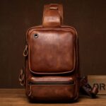Men’s Oil Pull-Up Leather Sling Bag – Classic Crossbody for Everyday Use