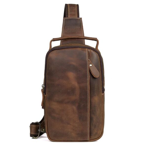 Oil-Tanned Leather Sling Bag – Vintage Look, Durable Quality